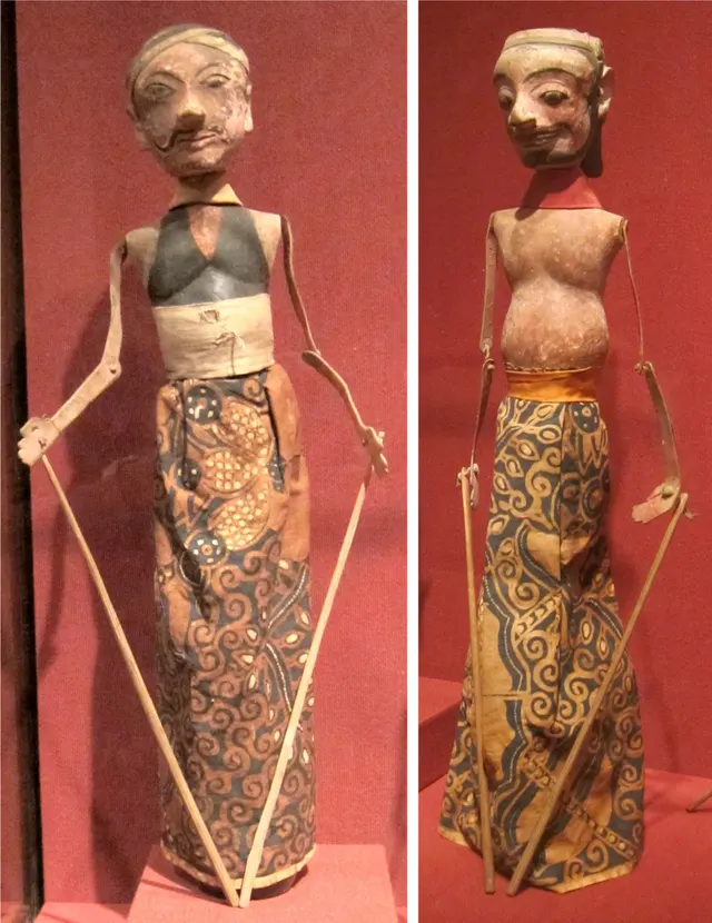 Wayang golek wooden rod puppets from Bali, early 20th century