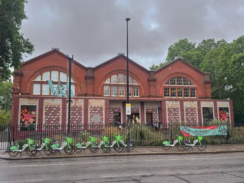 Exterior of the Young V&A museum building on Cambridge Heath Road, Bethnal Green, London